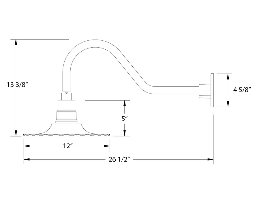 Radial 12" gooseneck wall light in Sea Green Line Drawing