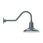 Slate gray gooseneck wall light with dome shade and curved arm
