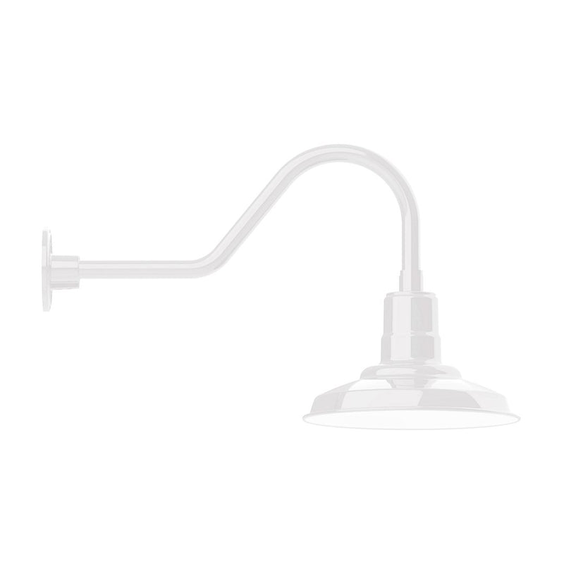 White gooseneck wall light with dome shade and wall mount arm