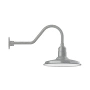 Painted galvanized gooseneck wall light with round backplate and dome shade