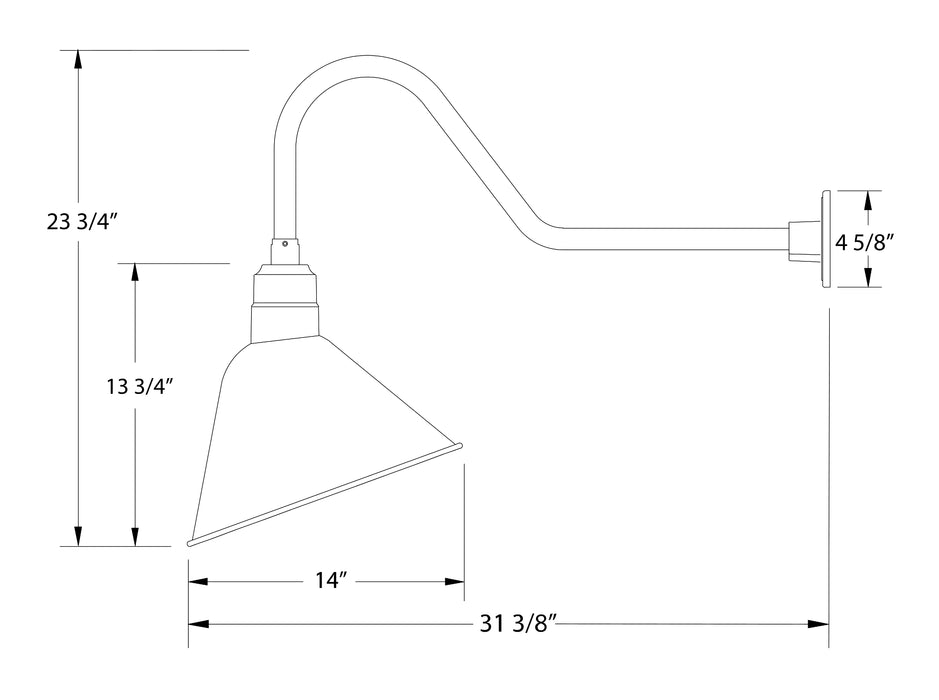 Angle 14" LED Gooseneck Wall light in Navy Line Drawing