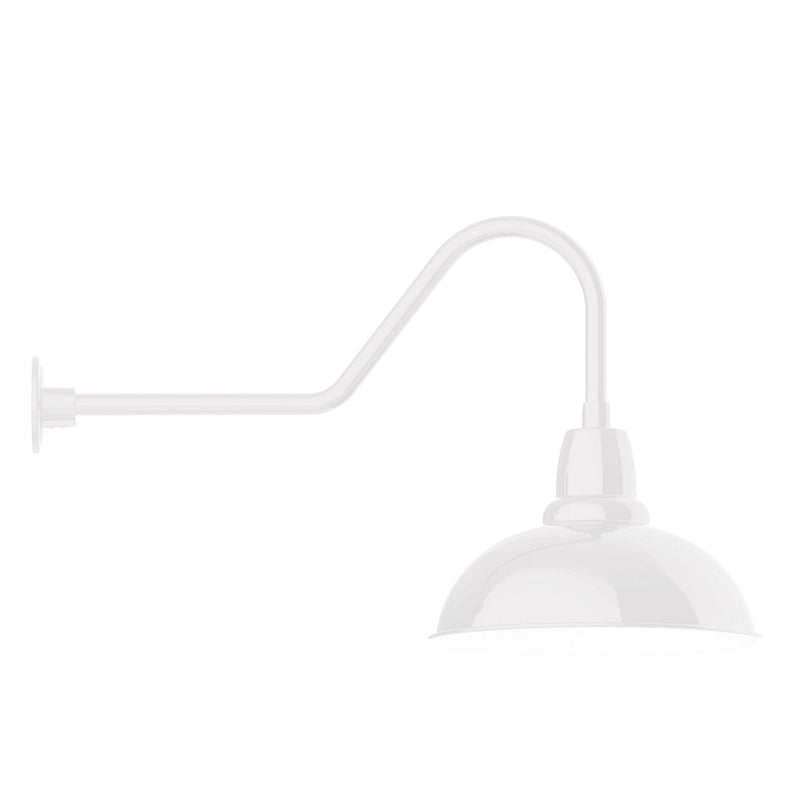 White gooseneck wall light with arched arm and dome shade