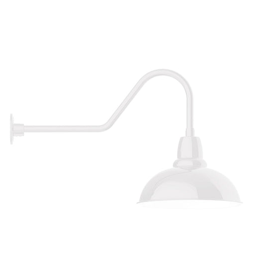 White gooseneck wall light with arched arm and dome shade