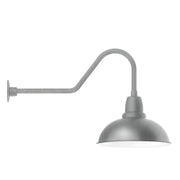 Painted galvanized gooseneck wall light with gray dome shade and arm