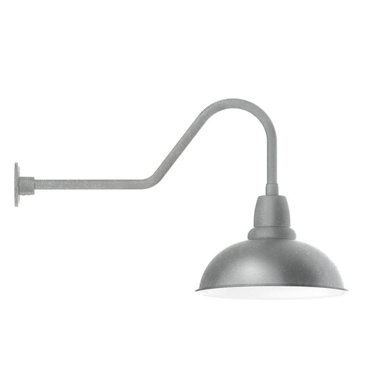 Painted galvanized gooseneck wall light with gray dome shade and arm