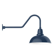 Navy gooseneck wall light with dome shade and round wall mount