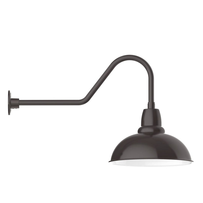 Gooseneck wall light with dome shade and curved arm in architectural bronze finish