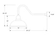 Cafe 16" LED Gooseneck Wall Light in Barn Red Line Drawing