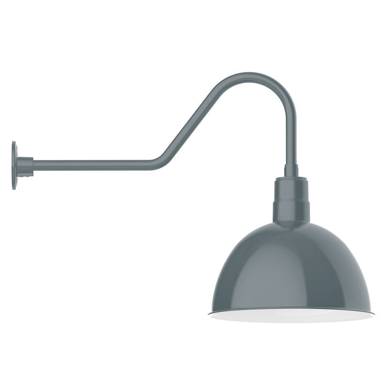 Slate gray gooseneck wall light with deep bowl shade and wall mount