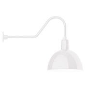 White gooseneck wall light with deep bowl shade and straight mounting plate