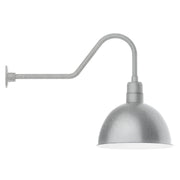 Gray wall light with gooseneck arm and dome LED shade