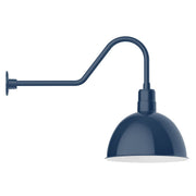Navy gooseneck wall light with deep bowl LED shade and curved arm