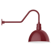 Barn red gooseneck wall light with deep bowl shade and wall mount