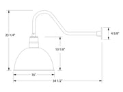 Slate gray gooseneck wall light with deep bowl shade, wall mount hardware