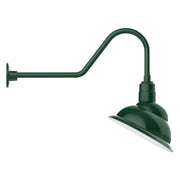 Forest green gooseneck wall light with dome shade and long arm