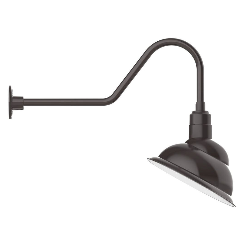 Gooseneck wall light with bronze curved arm and dome shade