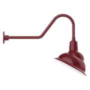 Barn red LED gooseneck wall light with angled dome shade