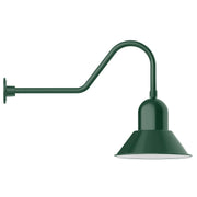 Forest green gooseneck wall light with tapered shade and curved arm