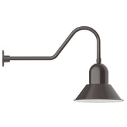 Architectural bronze LED gooseneck wall light with flared downward shade