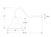 Prima 16" LED Gooseneck Wall light in Light Blue Line Drawing