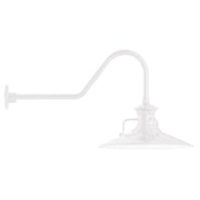 White LED gooseneck wall light with flared shade and curved arm
