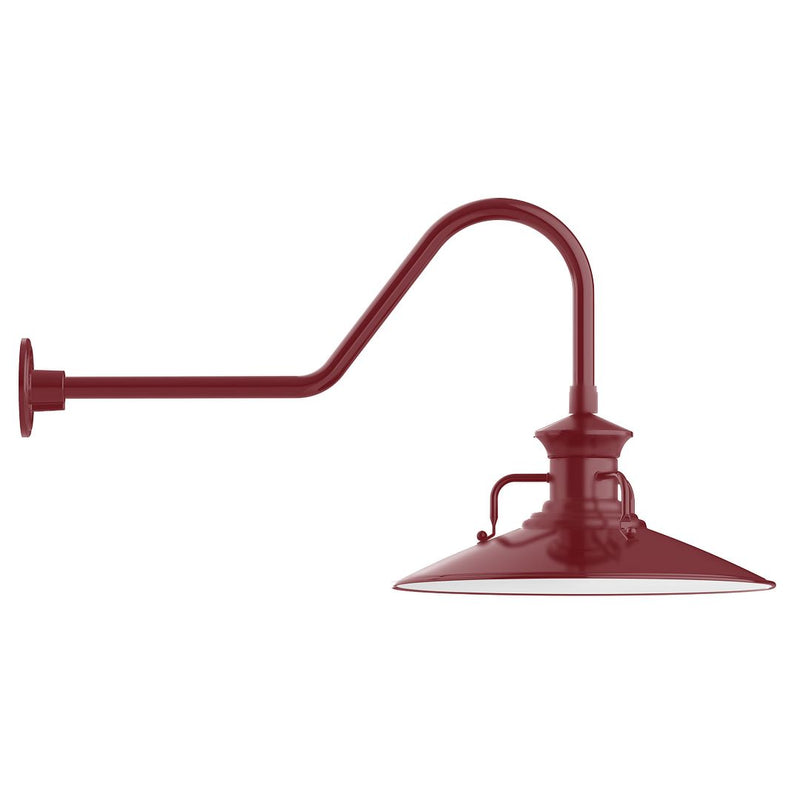 Homestead barn red gooseneck wall light with curved arm and triangular shade