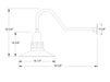 Atomic 16" gooseneck wall light in Barn Red Line Drawing