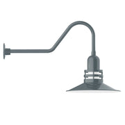 Slate gray gooseneck wall light with angled shade and wall mount