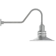 Painted galvanized gooseneck wall light with cone shade and mounting arm, light gray