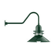 Forest green gooseneck wall light with arched arm and bell shade