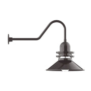 Atomic 18-inch gooseneck wall light in architectural bronze with bell-style shade