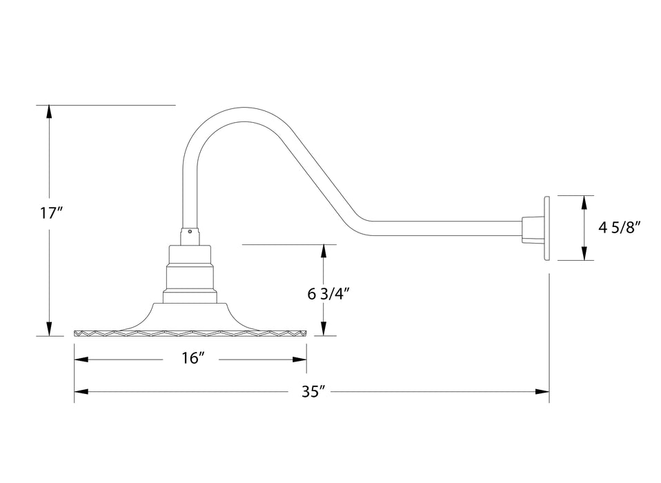 Radial 16" gooseneck wall light in Architectural Bronze Line Drawing
