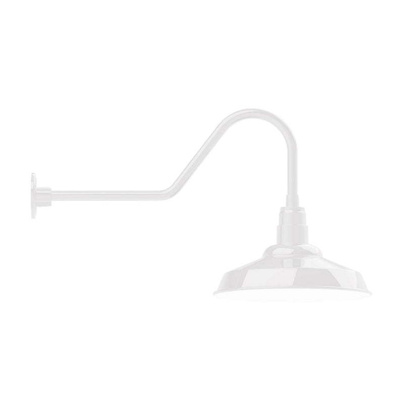 White LED gooseneck wall light with dome shade and curved arm