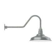 Painted galvanized gooseneck wall light with dome shade and long curved arm