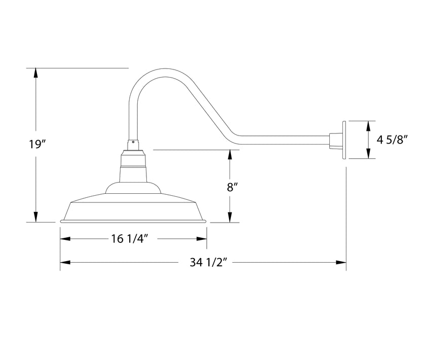 Warehouse 16" gooseneck wall light in Black Line Drawing