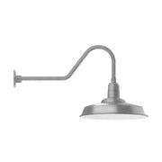 Painted galvanized gooseneck wall light with bell shade and mount arm, gray