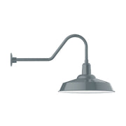 Slate gray gooseneck wall light with conical shade and hinged wall mount