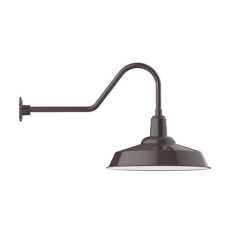 Architectural bronze gooseneck wall light with cone LED shade