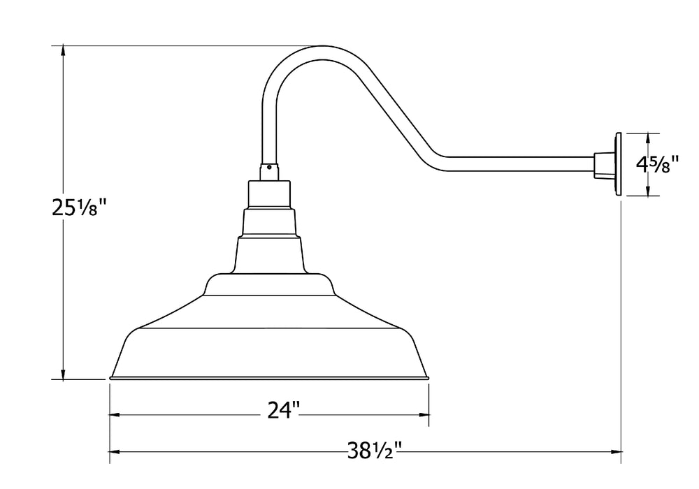 Warehouse 24" gooseneck wall light in Black | Montclair Light Works