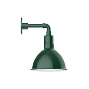 Forest green LED wall light with deep bowl shade and straight arm