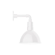 White deep-bowl wall light with straight arm and dome shade