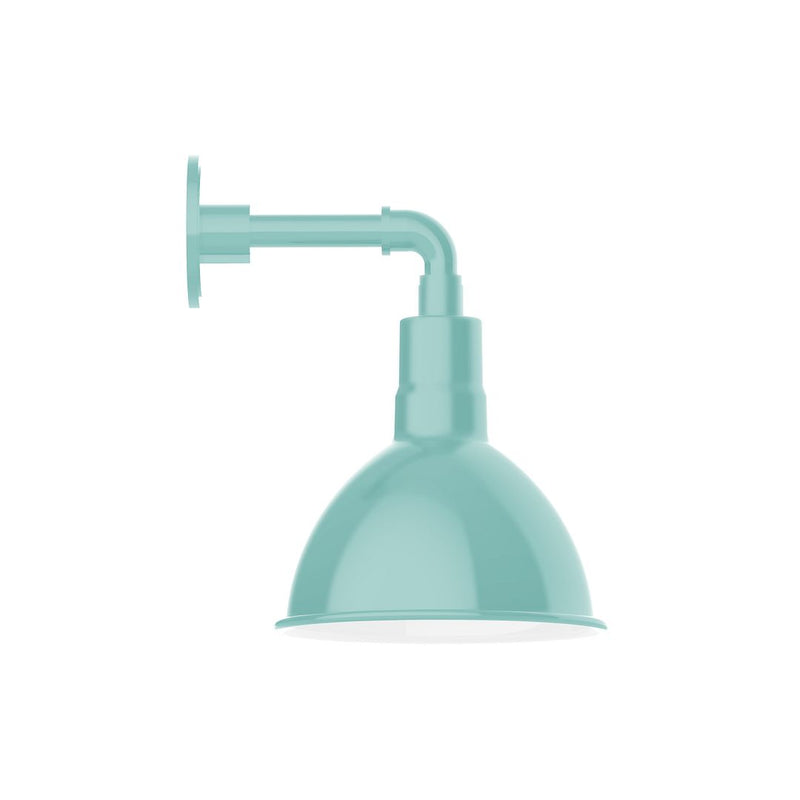 Sea-green deep bowl wall light with straight arm and flared shade