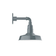 Slate gray LED straight-arm wall light with flared shade and round wall mount