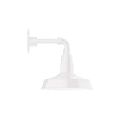 White LED straight arm wall light with dome shade and curved arm