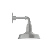 Painted galvanized straight-arm wall light with dome shade, gray finish