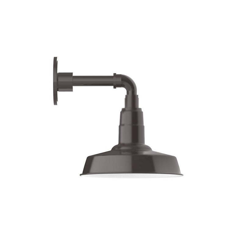 Architectural bronze wall sconce with straight arm and dome shade