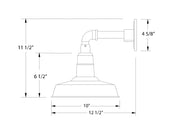 White wall light dimensions: 10 in width, 4 5/8 in height