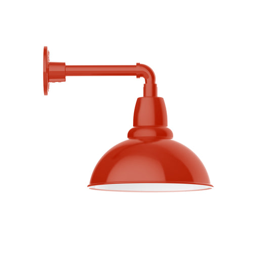 Vermillion wall light with straight arm and domed metal shade