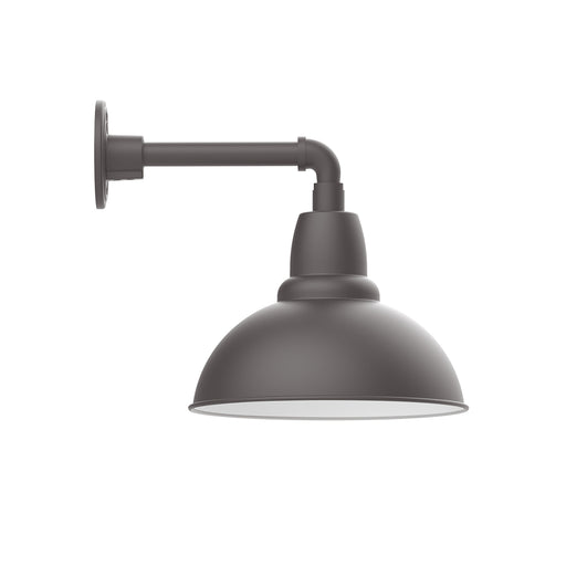 Matte bronze wall sconce with curved arm and dome shade