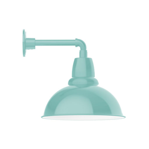 Sea green wall light with straight arm and dome shade, 14-inch size